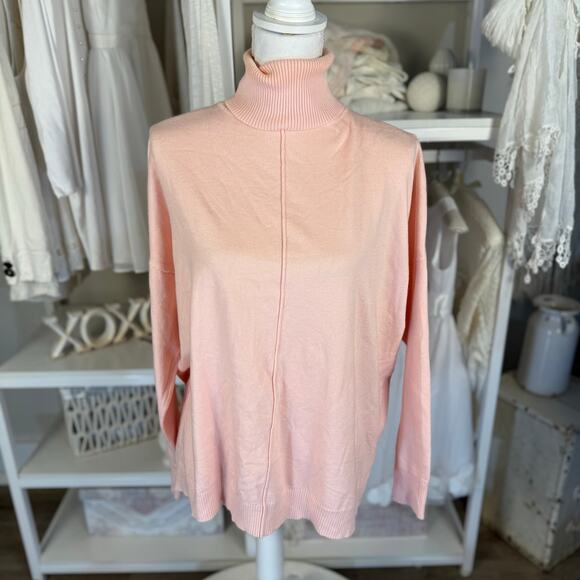 Zenana sz. Large pink lightweight turtleneck sweater, feminine, classic #3633 - Picture 1 of 7